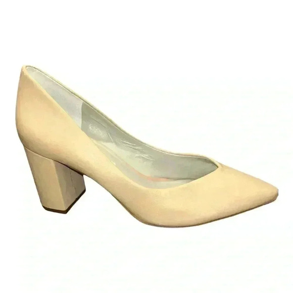 1.State Saffy Block Heel Pointy Toe Pump, Nude Leather, Womens Size 8.5 M / 39 - Picture 2 of 10
